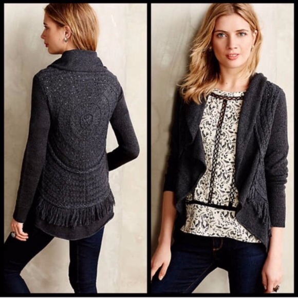 Anthropologie Sweaters - Anthro Knitted & Knotted Circle Fringe Cardigan